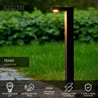 Lucide TEXAS - Sokkellamp - LED - 1x7W 3000K - IP54 - Antraciet